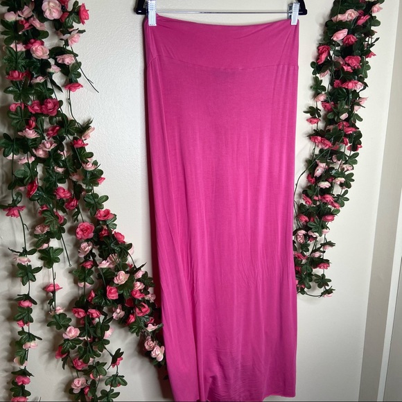 BCBGMAXAZRIA Pink Maxi Skirt Flowy Womens Large Summer Outdoor Beach - Picture 3 of 5